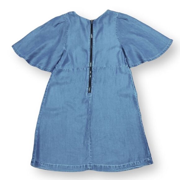 Guess Y2K Tricia Flutter Dress Denim Mini Short Bell Sleeves Lace Up XS - Picture 5 of 8